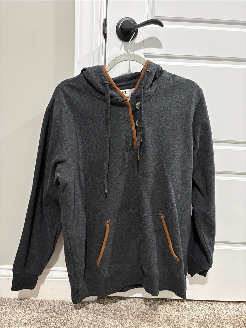 Ariat Dark Gray Hooded Pullover with Brown Trim